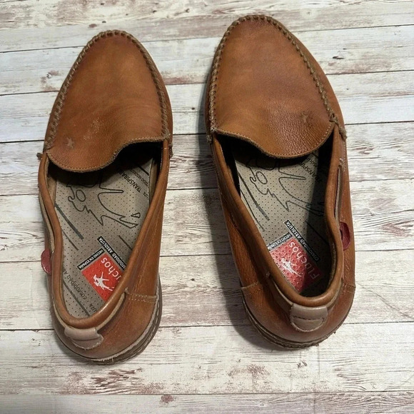 Flucos Leather Slip On Shoes Men’s size 45 EU 12 US Brown Loafers - Picture 2 of 7